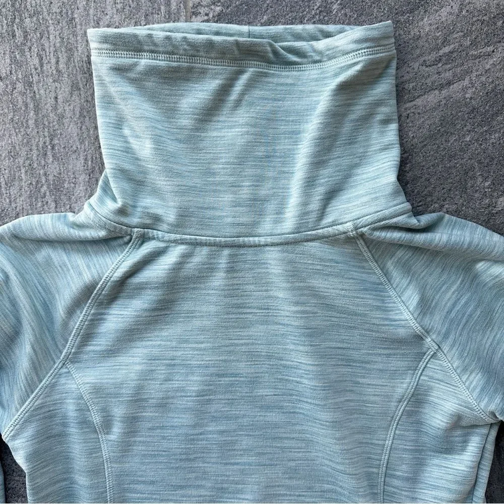 EUC Kyodan Pullover Heather Green Funnel Neck Thumbholes Zip Pockets Small - Picture 3 of 15